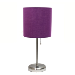 ALL THE RAGES CANADA Limelights Metal Stick Lamp W/ USB Port With Purple Shade In Silver