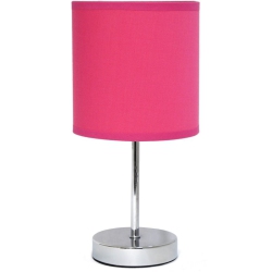 ALL THE RAGES CANADA Simple Designs Chrome Metal Basic Table Lamp With Hot Shade In Pink