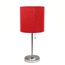 ALL THE RAGES CANADA Limelights Silver Metal Stick Lamp W/ USB Port With Shade In Red