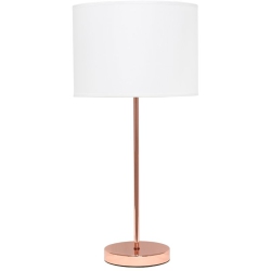 ALL THE RAGES CANADA Simple Designs Metal Stick Lamp In Rose Gold With Shade In White