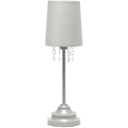ALL THE RAGES CANADA Simple Designs Metal Table Lamp W/ Hanging Beads In With Shade In Gray