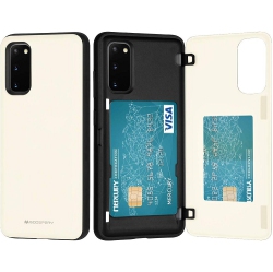 GOOSPERY Topsave Magnetic Door Bumper PC+Tpu Hidden Card Slot Holder Case for Samsung S20 Plus In White