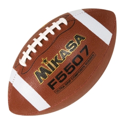 MIKASA F5507 Composite Rubber Football - Stitched Ball With Laces, Youth Size In White