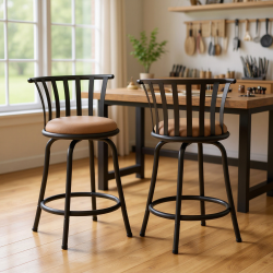 HOMY CASA Set Of 2 Adjustable Bar Stools With Backrest And Comfortable Cushion for Collectibles, Model Building, And Craft Workstation