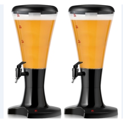 COSTWAY Set Of 2 Cold Draft Beer Tower Dispenser 3L Plastic W/led Lights New
