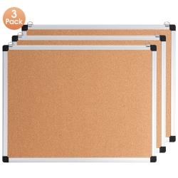 COSTWAY 3 Pack Cork Bulletin Board 24" X 18" Wall Mounted Notice Board W/aluminium Frame