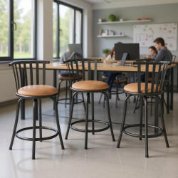 HOMY CASA Set Of 3 Adjustable Bar Stools With Backrest And Comfortable Cushion for Maker Space, Tech Classroom, And High Workstation