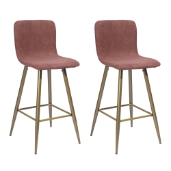 HOMY CASA Modren 29 Inch Bar Stools Set Of 2, Stools for Home Bar Bar Stools With Back, Metal Frame, Kitchen Stools for Island In Coral