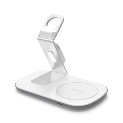 LAX Qidock-Wht Wireless Charging Dock Qi Wireless Charging Pad & Apple Watch Dock - In White