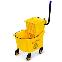 COSTWAY Commercial Mop Bucket Side Press Wringer On Wheels Cleaning 26 Quart In Yellow