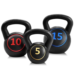COSTWAY 3-Piece Kettlebell Weights Set, Weight Available 5, 10, 15 Lbs, HDpe Kettlebell for Strength And Conditioning