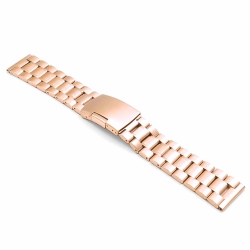STRAPSCO Stainless Steel Oyster Watch Band Strap for Samsung Galaxy Watch 3 - 22MM - for 45MM Galaxy Watch3 - Rose In Gold