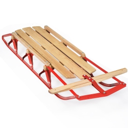 COSTWAY 54"kids Wooden Snow Sled Runners Steering Bar Steering Snow Slider