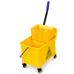 COSTWAY Commercial Mop Bucket Side Press Wringer On Wheels 21 Quart W/ Panel In Yellow