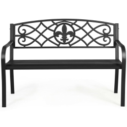 GYMAX Garden Bench Loveseat Outdoor Garden Park W/ Steel Frame Backrest