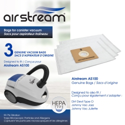 AIRSTREAM 3 Hepa Spare Bags for As100 Vacuum