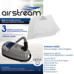 AIRSTREAM 3 Hepa Spare Bags for As300 Vacuum