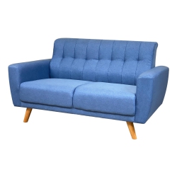 VISCOLOGIC Moca [Condo Furniture] Mid-Century Tufted Style Fabric Upholstered Modern Living Room Sofa (Loveseat- Blue)