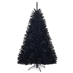COSTWAY Hinged Artificial Halloween Christmas Tree Full Tree W/ Metal Stand