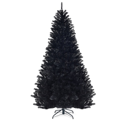 COSTWAY Hinged Artificial Halloween Christmas Tree Full Tree W/ Metal Stand