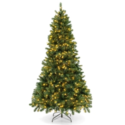 COSTWAY 7 Ft Artificial Xmas Tree With 1188 Pvc Branch Tips 700 Warm Led Lights In White