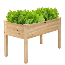 COSTWAY Wooden Raised Vegetable Garden Bed Elevated Grow Vegetable Planter
