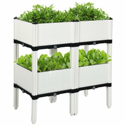 COSTWAY Set Of 4 Raised Garden Bed Elevated Flower Vegetable Herb Grow Planter Box
