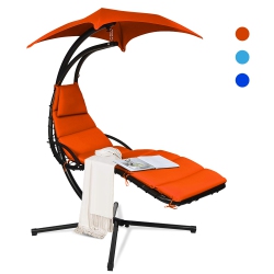 COSTWAY Hanging Swing Chair Hammock Chair W/ Pillow Canopy Stand