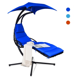 COSTWAY Hanging Swing Chair Hammock Chair W/ Pillow Canopy Stand
