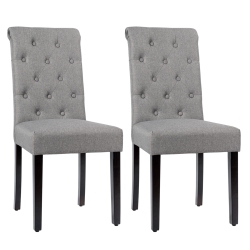 COSTWAY Set Of 2 Parsons Upholstered Fabric Chair With Wooden Legs
