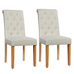 COSTWAY Set Of 2 Parsons Upholstered Fabric Chair With Wooden Legs