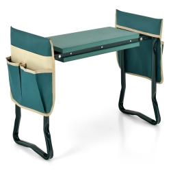 COSTWAY Folding Garden Kneeler Seat Bench W/2 Bonus Tool Pouches Eva Foam Pad