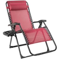 COSTWAY Zero Gravity Chair Oversize Lounge Chair Patio Heavy Duty Folding Recliner Wine