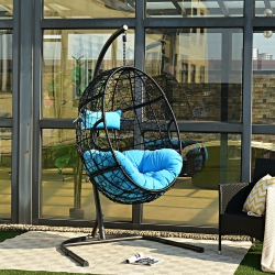 COSTWAY Hammock Chair With Stand Hanging Cushioned Swing Egg Chair for Indoor