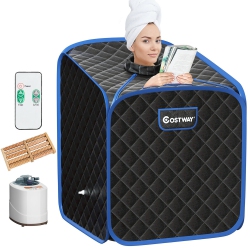 COSTWAY Portable 2L Steam Sauna Spa Tent W/ Chair