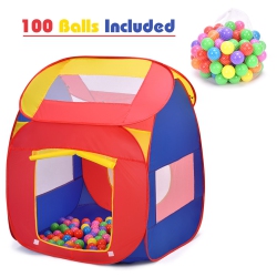 COSTWAY Portable Kid Baby Play House Indoor Outdoor Toy Tent Game Playhut W/ 100 Balls