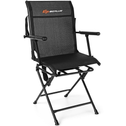 COSTWAY Goplus Swivel Hunting Chair Foldable Mesh Chair W/ Armrests for Outdoor Activities