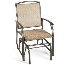 COSTWAY Patio Swing Single Glider Chair Rocking Seating Steel Frame Garden Furni In Brown