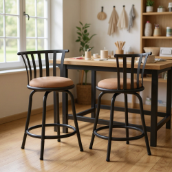 HOMY CASA Set Of 2 Adjustable Sewing Stools With Backrest And Comfortable Cushion for Crafting, Sewing, And High Work Desk