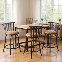 HOMY CASA Set Of 3 Adjustable Bar Stools With Backrest And Comfortable Cushion for Crafting, Sewing, And High Work Desk