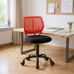 HOMY CASA Task Chair Office Chair Adjustable Height Swivel Rolling With Metal Legs Fabric Uphosltery (Khaki)