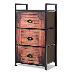COSTWAY 3 Drawer Fabric Dresser Storage Tower Nightstand Sturdy Steel Frame Closet