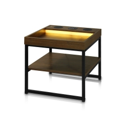TECHNICAL PRO Xstable 24" Modern Night Table W/bluetooth Speakers USB Charge Outlets & Led Tap Light