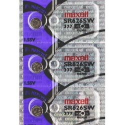 MAXELL 3 X 377 Watch Batteries, Sr626Sw Or 376 Battery