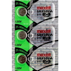MAXELL 3 X 371 Watch Batteries, Sr920Sw Or 370 Battery