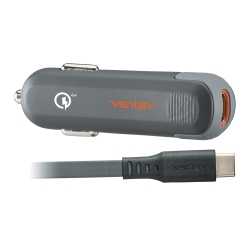 VENTEV Pd Qc4+ Car Charger Single USB-C Port 27W With USB-C to USB-C Cable 3.3 Ft Car Chargers 294993 In Gray