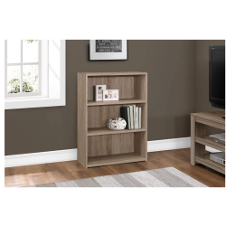 MONARCH Bookcase 36" H Dark Taupe With 3 Shelves