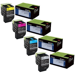 LEXMARK 80C1Hc0, 80C1Hk0, 80C1Hm0, 80C1Hy0 High Yield Toner Cartridge Set