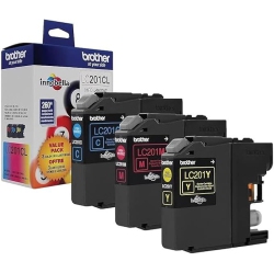 BROTHER Lc201 (C, M, Y) 3- Pack Toner In Retail Packaging