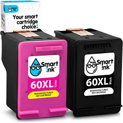 SMART INK Re-Manufactured Ink Cartridge Replacement for HP 60Xl 60 Xl (Bk & Color 2 Combo Pack) to Use With Deskjet D2530 D